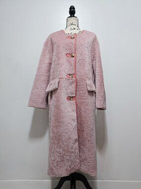 New Real Sheepskin Shearling Lamb Fur Napa Leather Coat Dusky Dusty Pastel Pink